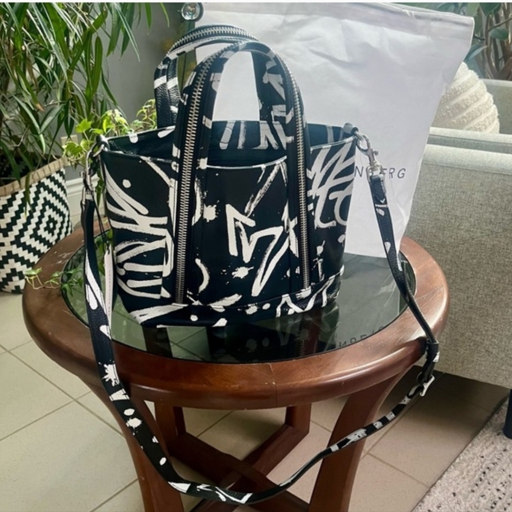 Aimee Kestenberg Black and White Graffiti Crossbody Bag